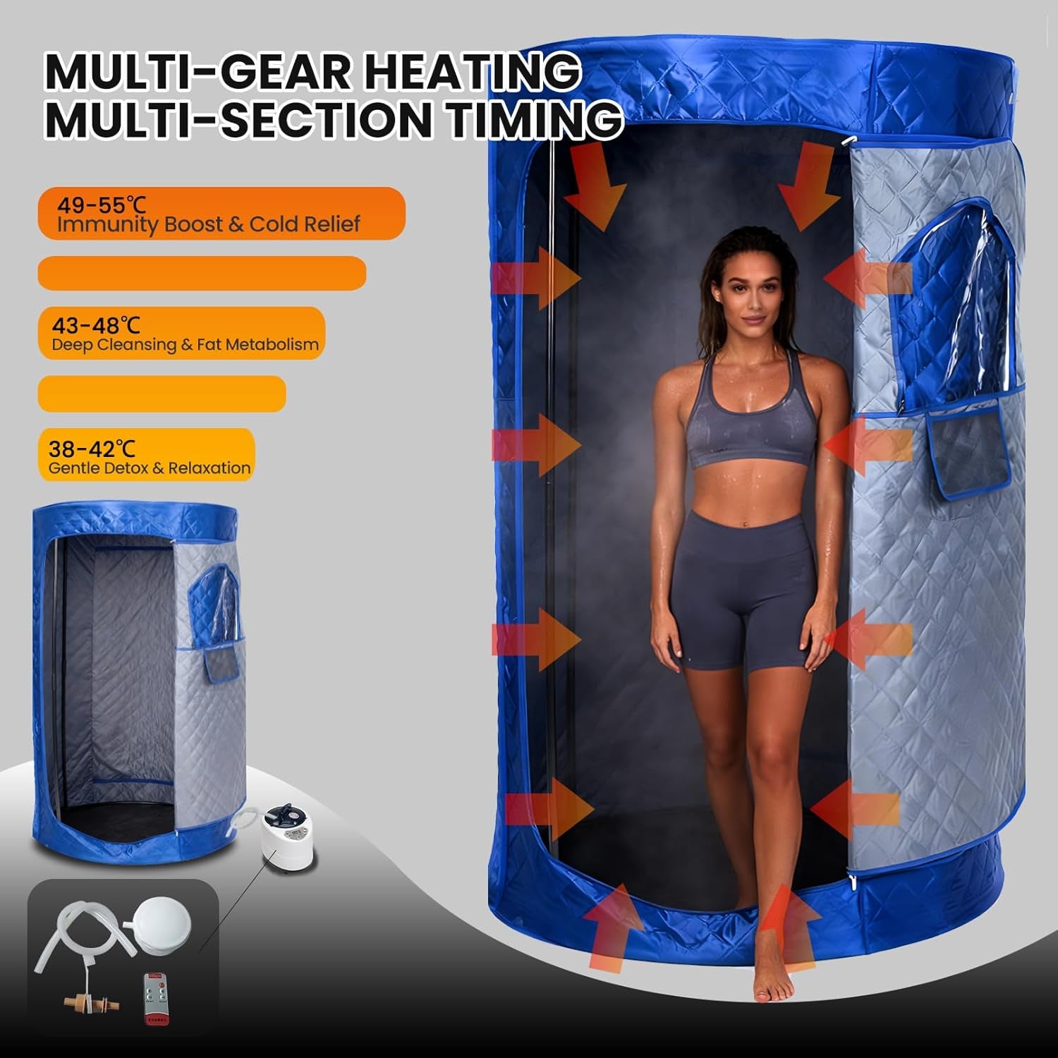 Portable Steam Sauna Tent for Home, Personal Full Body Sauna | Pop up Indoor Sauna Box with Portable Chair & Remote Control | Home Spa, Relaxation, Detox | At-Home Portable Sauna