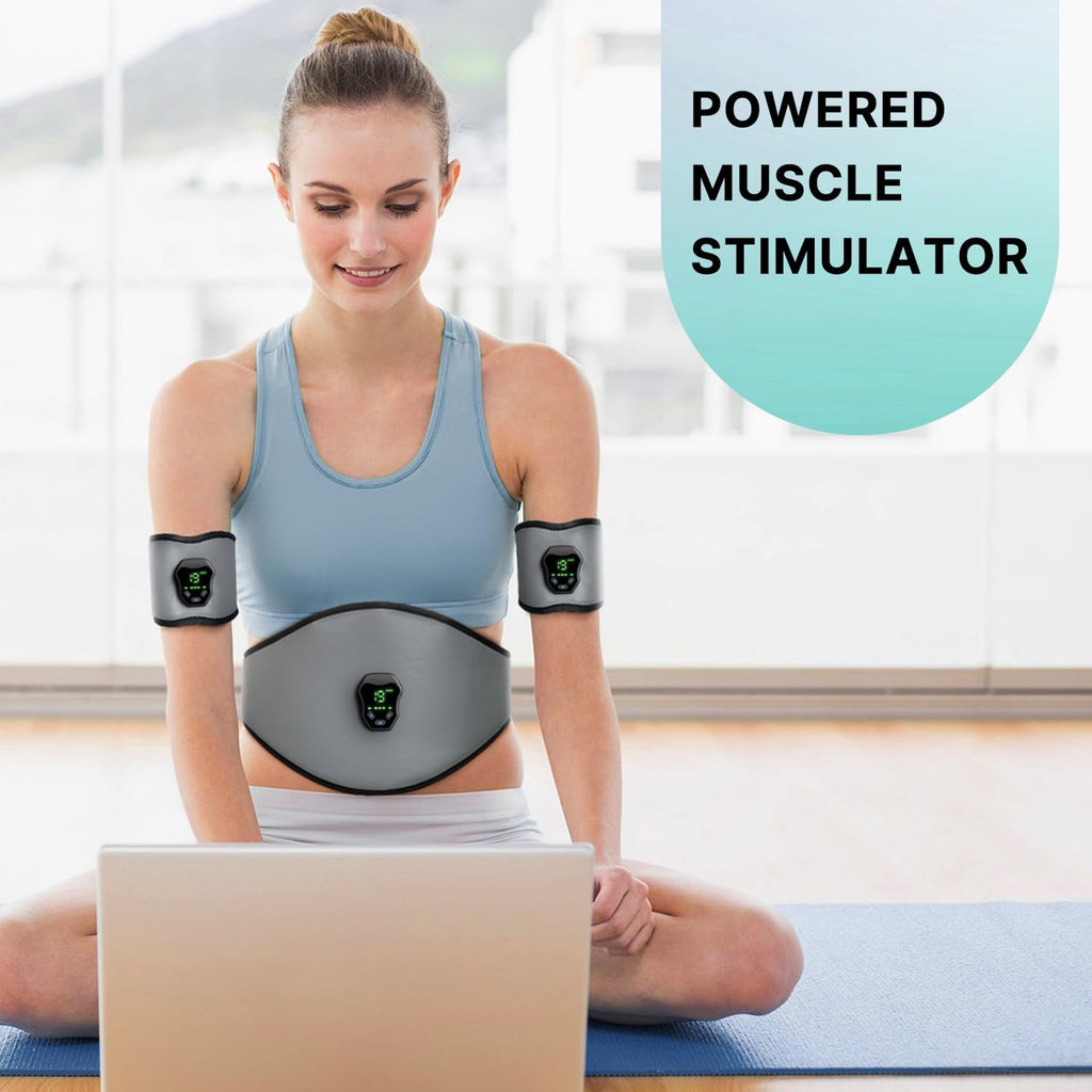 Fitness Belt, Powered Muscle Stimulator for Home Use, for Muscle Conditioning Grey