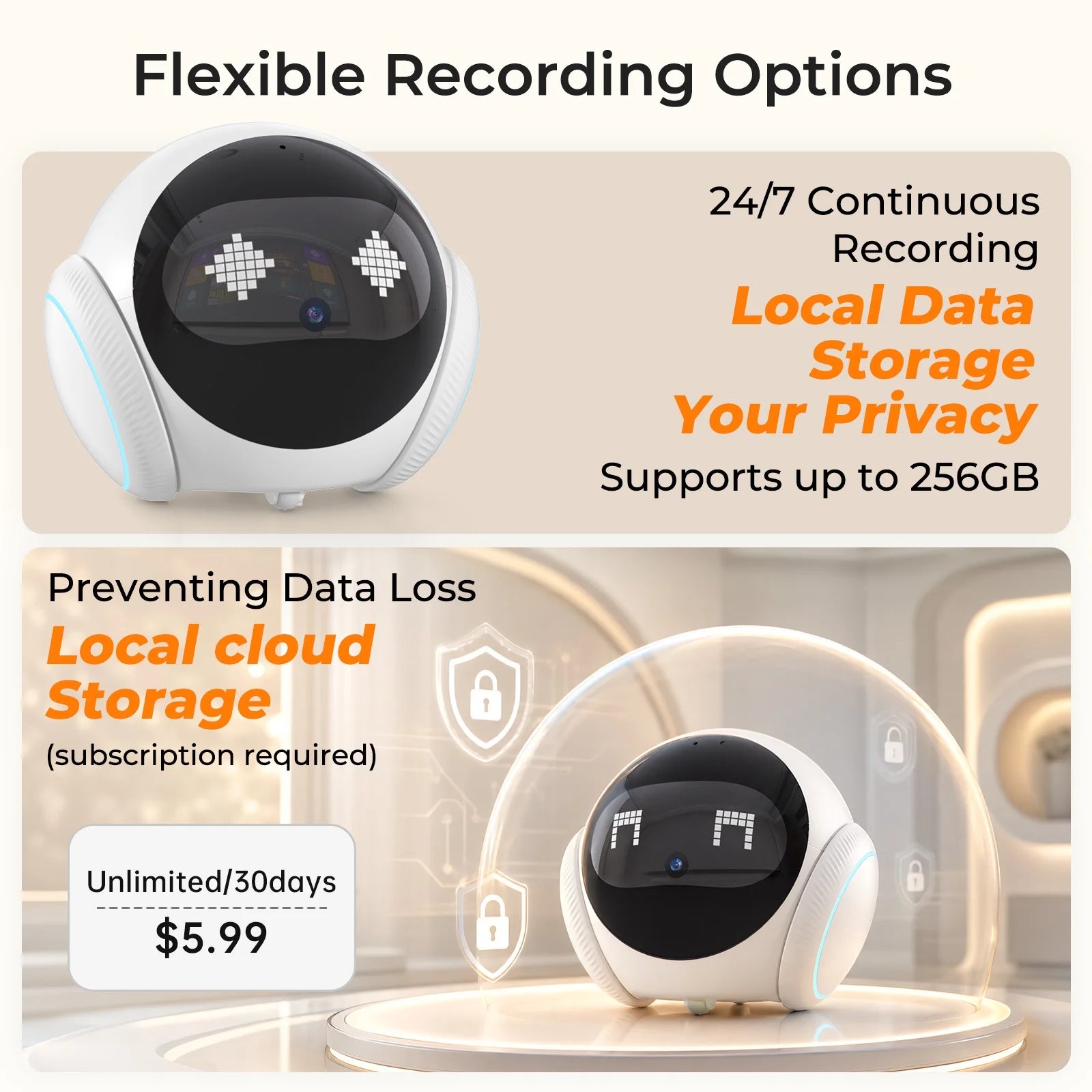 2K Pet Camera Robot with AI, Movable Indoor Wifi Cam, Whole-Home Auto Patrol, Auto-Recharge, 360° Pet Finder, 2-Way Audio, Bark & Sound Alerts for Dogs and Cats