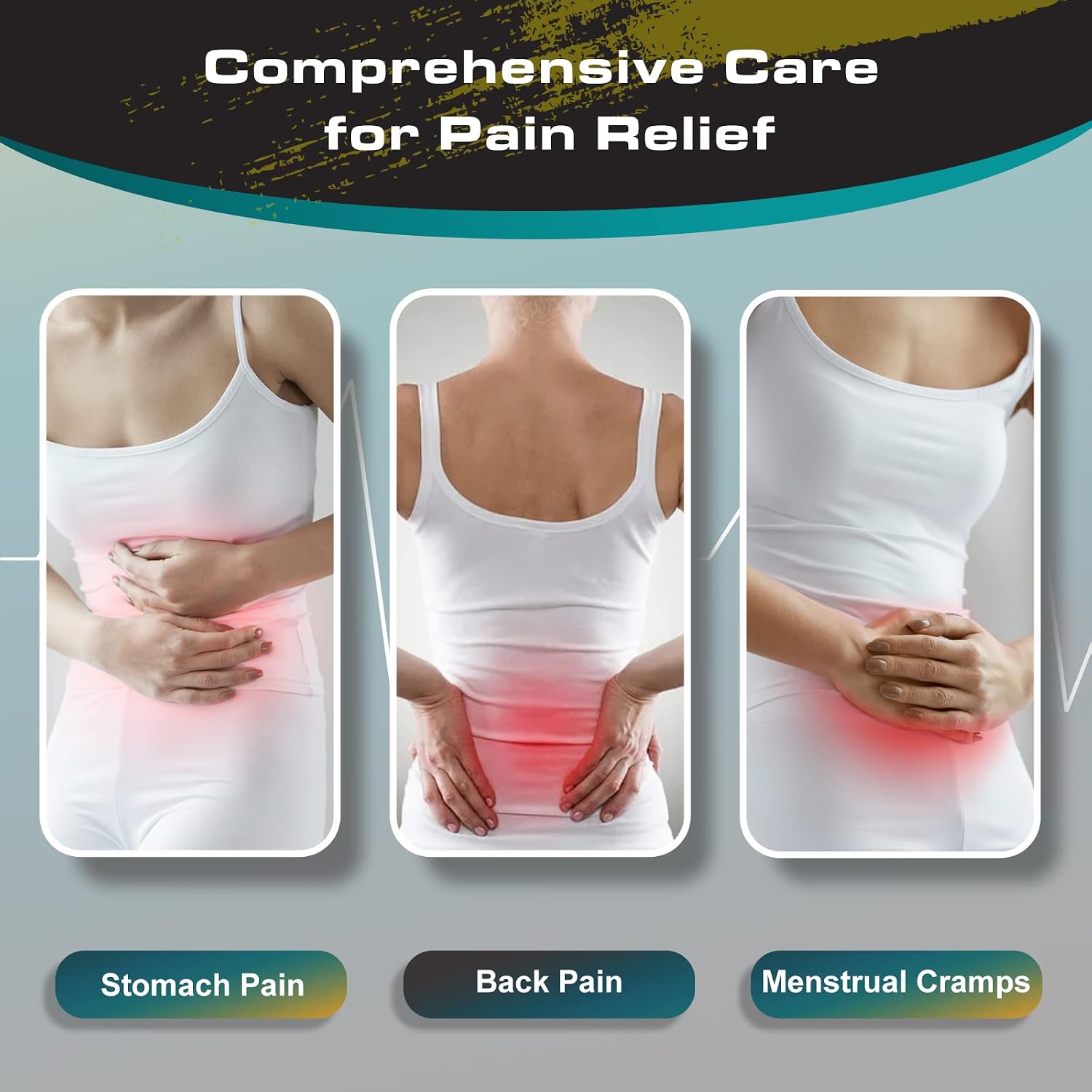 Portable Heating Pad Cordless Period Heating Pad for Cramps Menstrual Heat Pad Electric Rechargeable Battery Included 5000Mah for Long Time Use Heat Control