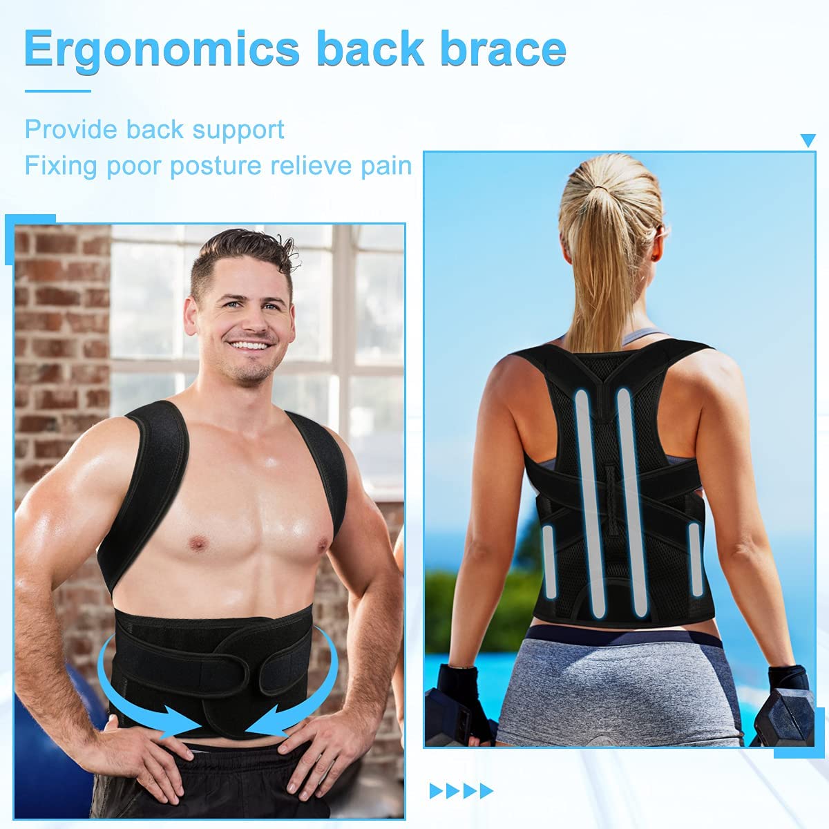 Posture Corrector for Men&Women - Back Brace for Lumbar Support and Upright - Breathable Back Straightener Back Corrector Posture(Large(33-37 Inch))