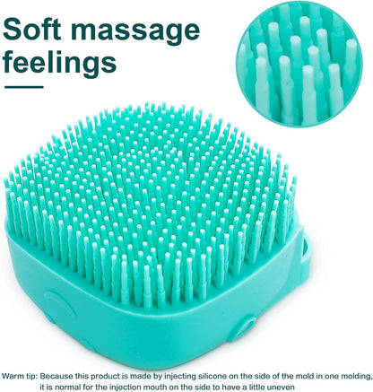 Pet Bath Brush Dog Baths Brush Shampoo Dispenser Soft Silicone Dog Bathing Brushes Dogs Shampoo Brushes Scrubbers for Cats and Dogs Shower Brush Grooming (Blue)