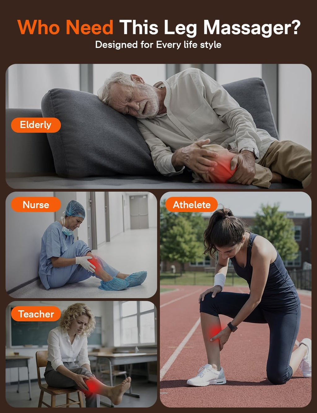 Leg Massager for Circulation and Pain Relief FSA, Gifts for Men Women Dad Mom, Leg Massager with Heat and Compression, 2 Heat 5 Modes 4 Intensities 4 Extenders