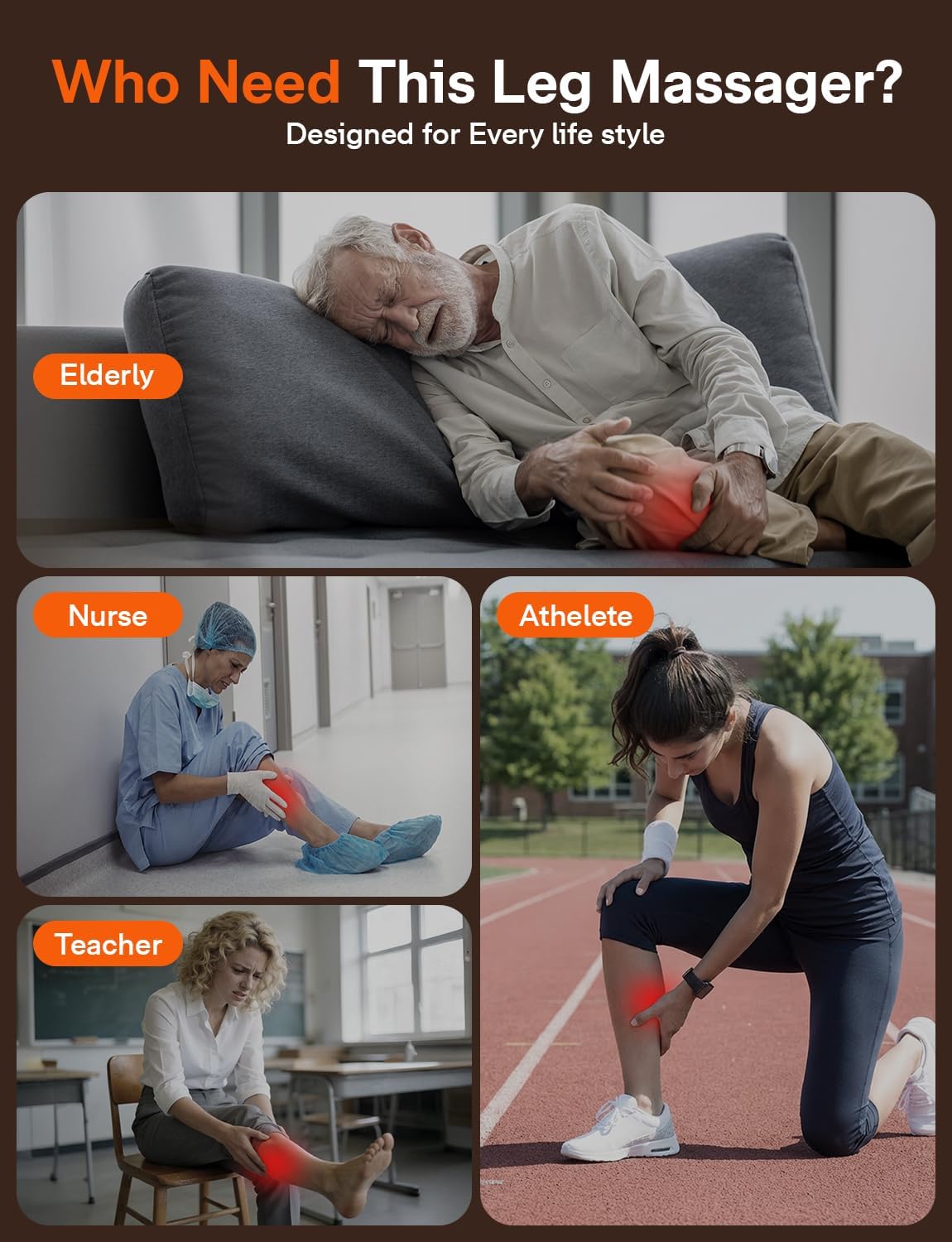 Leg Massager for Circulation and Pain Relief FSA, Gifts for Men Women Dad Mom, Leg Massager with Heat and Compression, 2 Heat 5 Modes 4 Intensities 4 Extenders