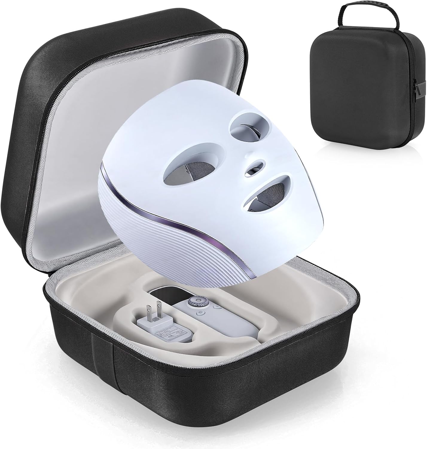 Face Mask Case Compatible with Shark Cryoglow LED Face Mask, Hard Shell Protective & Shockproof Fleece Lining EVA with Handle for Secure Storage, Travel Carrying (Black)
