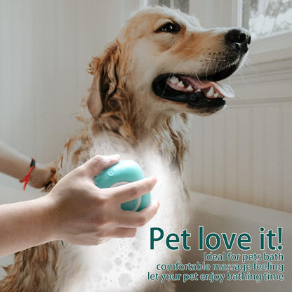 Pet Bath Brush Dog Baths Brush Shampoo Dispenser Soft Silicone Dog Bathing Brushes Dogs Shampoo Brushes Scrubbers for Cats and Dogs Shower Brush Grooming (Blue)