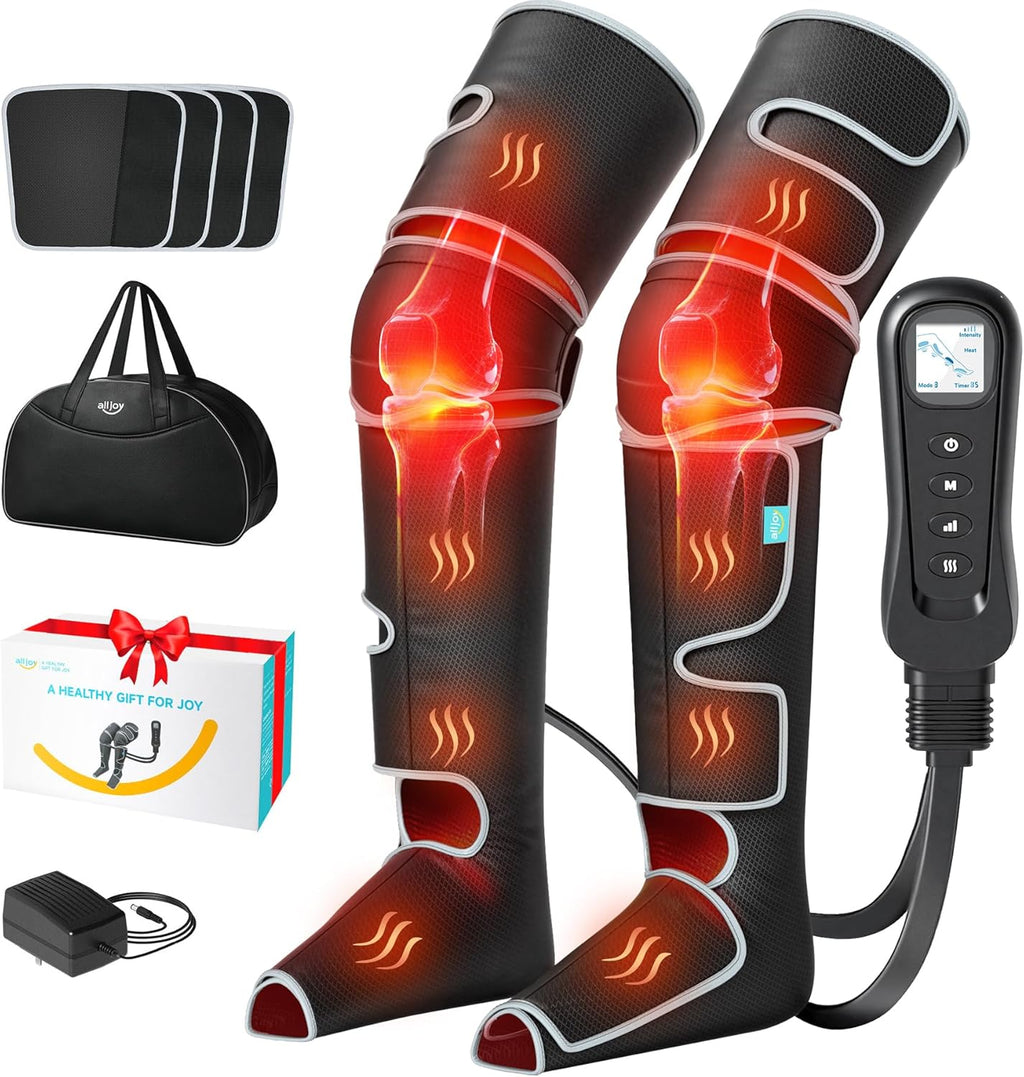 Leg Massager for Circulation and Pain Relief FSA, Gifts for Men Women Dad Mom, Leg Massager with Heat and Compression, 2 Heat 5 Modes 4 Intensities 4 Extenders