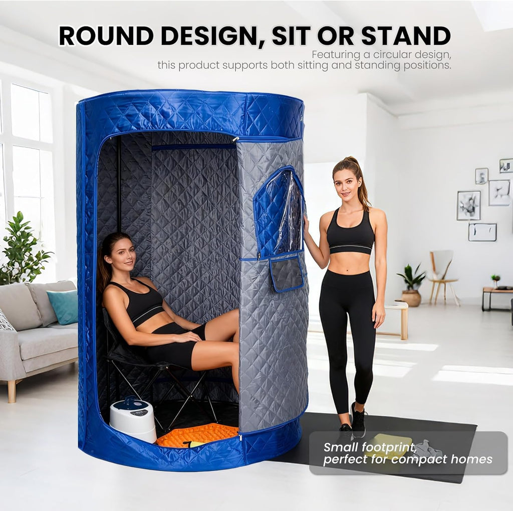 Portable Steam Sauna Tent for Home, Personal Full Body Sauna | Pop up Indoor Sauna Box with Portable Chair & Remote Control | Home Spa, Relaxation, Detox | At-Home Portable Sauna