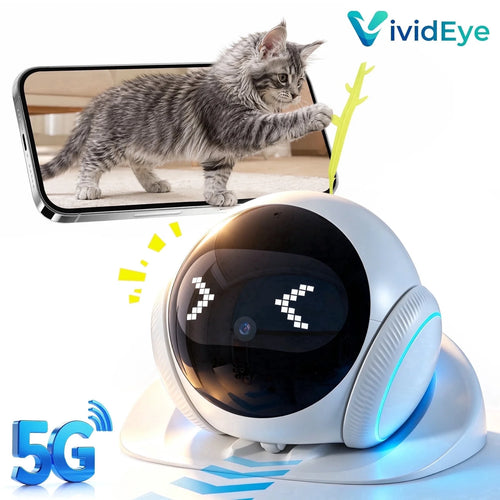 2K Pet Camera Robot with AI, Movable Indoor Wifi Cam, Whole-Home Auto Patrol, Auto-Recharge, 360° Pet Finder, 2-Way Audio, Bark & Sound Alerts for Dogs and Cats