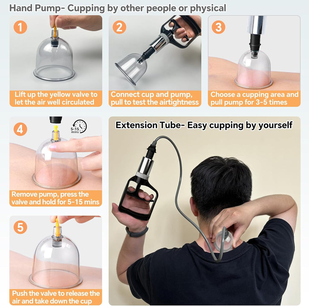 Cupping Therapy Set, 24 Massage Cups Cupping Set with Pump Vacuum Suction Cups for Body Cellulite Massage Back Pain Relief, Chinese Acupoint Physical Hijama