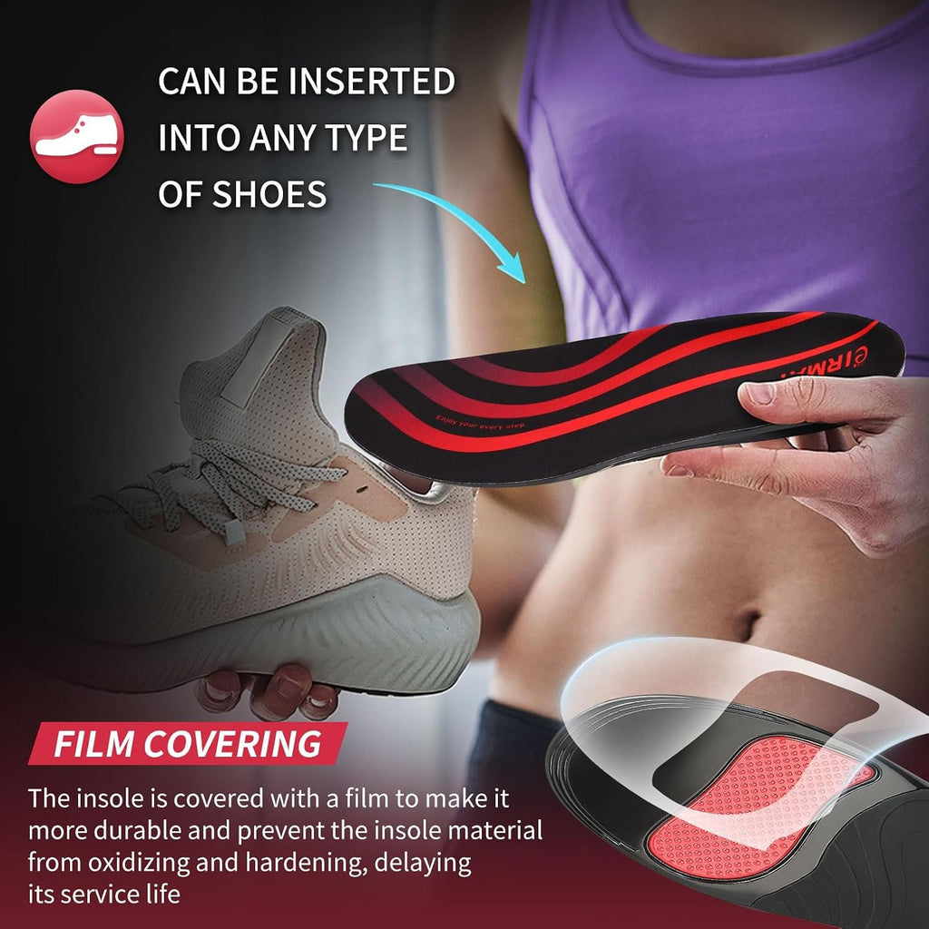 2‌ Pairs Plantar Fasciitis Insoles for Men: Arch Support Inserts with Shock Absorbing Gel - Orthotic Insoles for Flat Feet Relief & All-Day Walking Comfort(S)