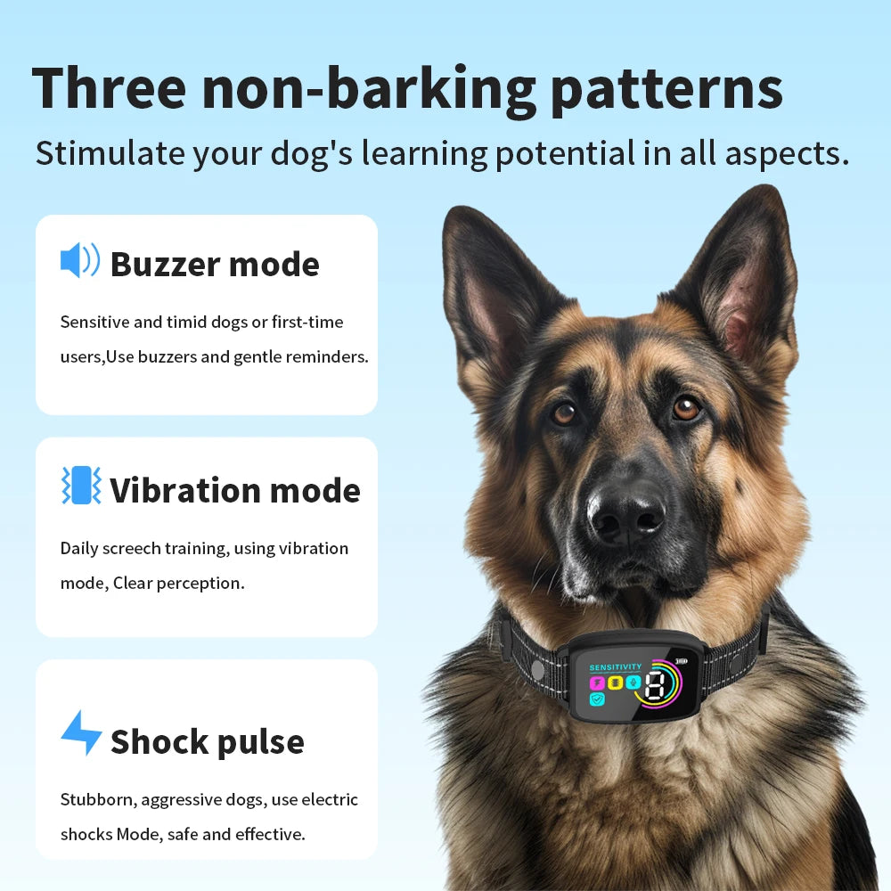 Smart Automatic anti Barking Dog Collar Type-C Rechargeable Shock Vibration Stop Bark Collar Dog Training Collar All Size Dogs