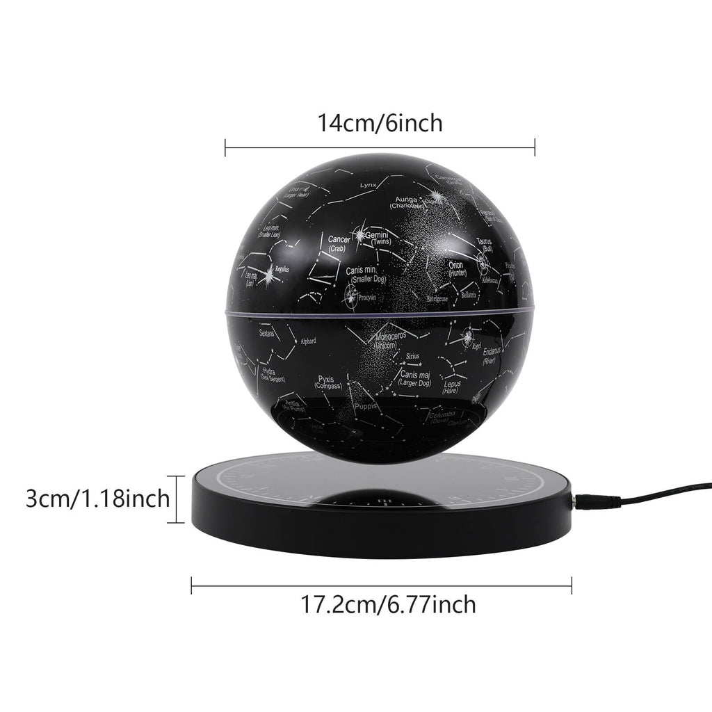Magnetic Levitating Globe with LED, Floating Globe, Auto-Rotating Globe, Suitable for Decoration or Teaching Aids in Bedrooms, Living Rooms, Study Rooms