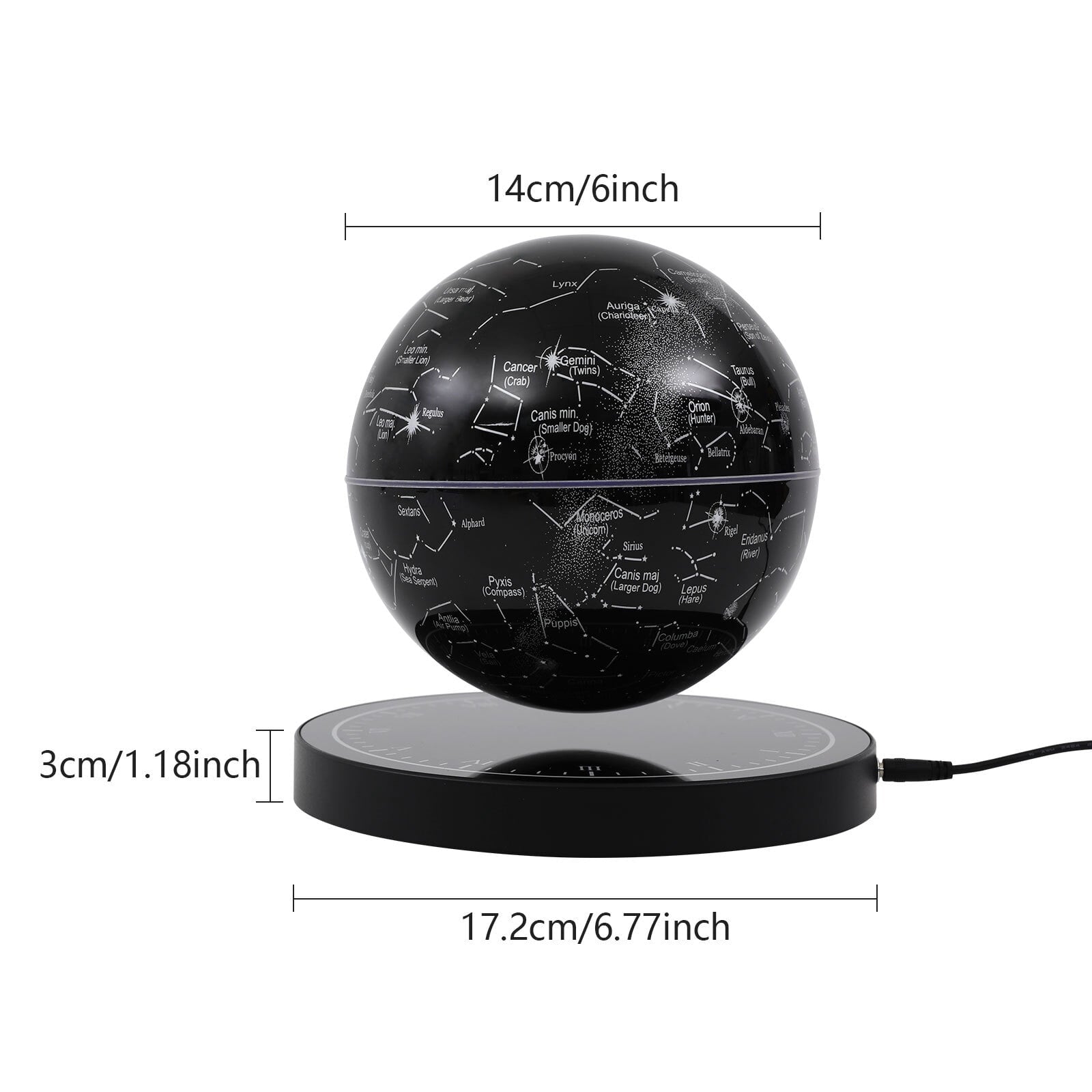 Magnetic Levitating Globe with LED, Floating Globe, Auto-Rotating Globe, Suitable for Decoration or Teaching Aids in Bedrooms, Living Rooms, Study Rooms
