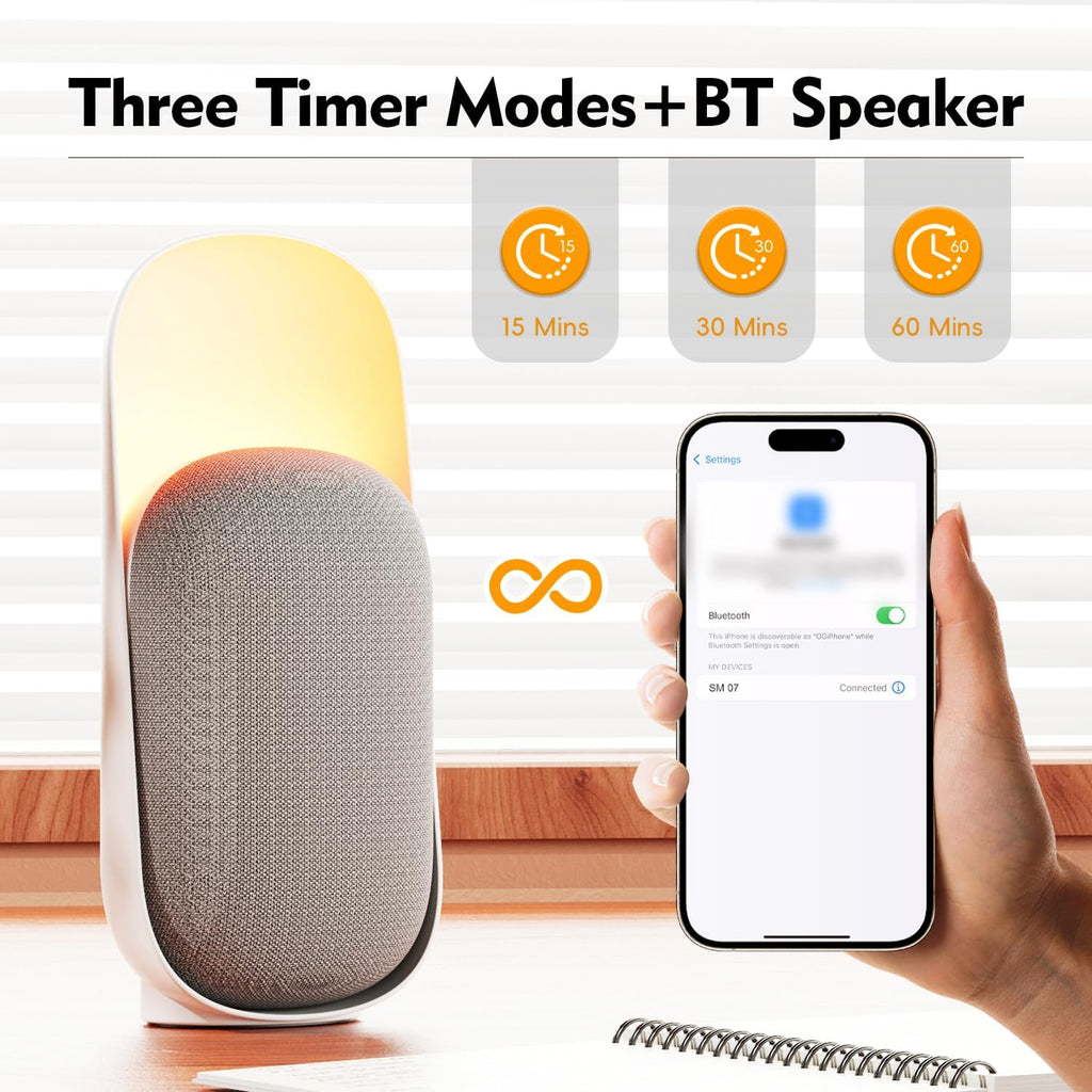 Sound Machine,White Noise Machine with Speaker,Night Light White Noise Machine,Sound Machine for Sleep for Room Decor Baby Kids Adult Home Office Travel