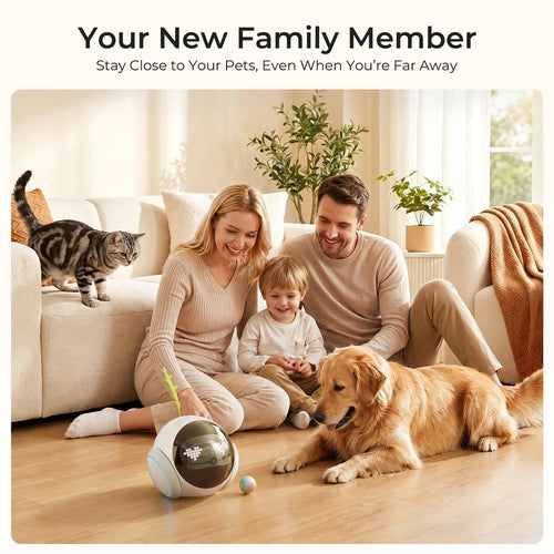 2K Pet Camera Robot with AI, Movable Indoor Wifi Cam, Whole-Home Auto Patrol, Auto-Recharge, 360° Pet Finder, 2-Way Audio, Bark & Sound Alerts for Dogs and Cats