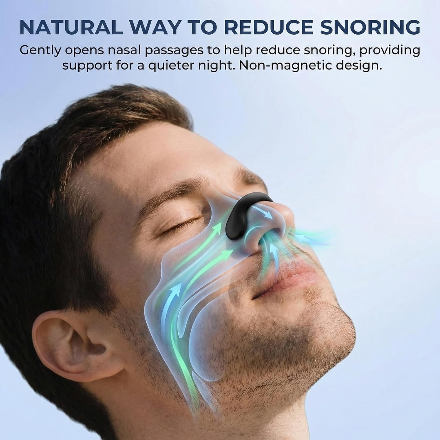 Non-Magnetic Nasal Dilator - Reusable Nose Strips for Nighttime and Sport Starter Kit - 2 Sizes for Custom Fit - 4 Nasal Bands and 60 Adhesive Patches for Airflow Support