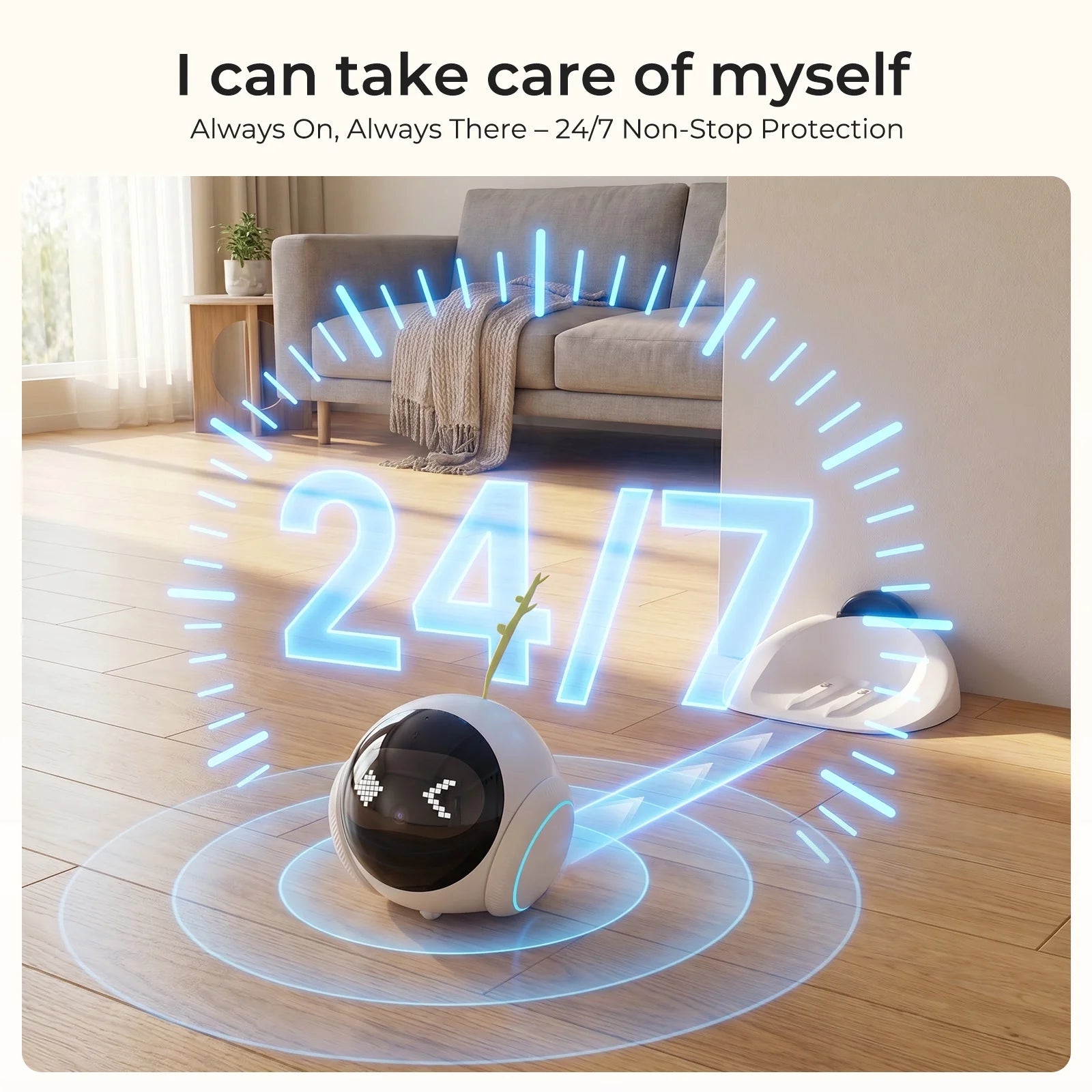 2K Pet Camera Robot with AI, Movable Indoor Wifi Cam, Whole-Home Auto Patrol, Auto-Recharge, 360° Pet Finder, 2-Way Audio, Bark & Sound Alerts for Dogs and Cats